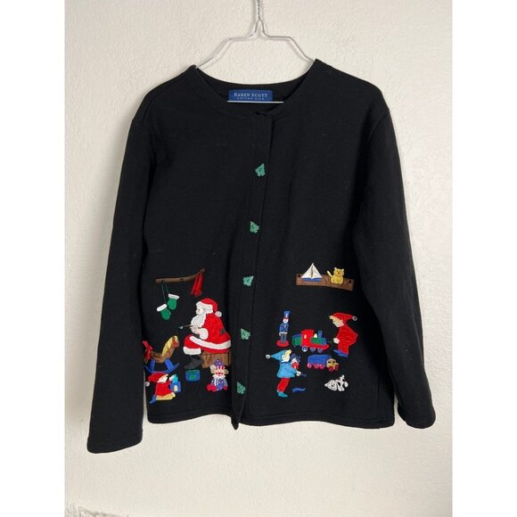 Karen Scott Jackets & Blazers - Karen Scott Christmas Vintage Button up Jacket M Santa Holidays